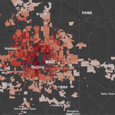 Beijing housing prices on a map with spatial join